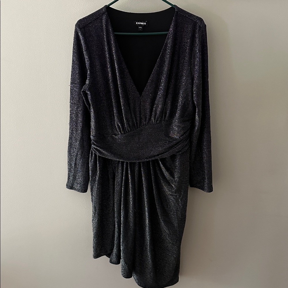 Express Metallic Gray Long Sleeve Dress